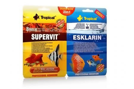 Hrana sub forma de fulgi Tropical DUOPACK 2in1 Supervit 12g + Esklarin 10ml 12g